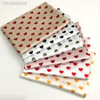 ❡ 1 meter X 1.48 meter Love Hearts Print Satin Fabric Soft Silky Charmeuse Material For Scarf Lining