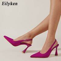 Eilken สีดำแหลมนิ้วเท้ารองเท้าส้นสูงปั๊ม Sals ผู้หญิงจัดส่งบน Slingback พรรคชุดกริชล่อ F Emme รองเท้า