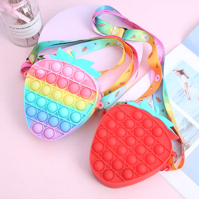 Coin Purse Rodent Pioneer Bag Princess Bag Silicone Oblique Cross Rainbow Gift Decompression Hammer Cartoon Storage Wallet