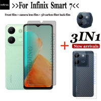 กระจกเทมเปอร์3 In 1สำหรับ Infinix Smart 7 Smart 6 HD Smart 5 Smart 4ฟิล์มกระจกเทมเปอร์ป้องกันกระจกนิรภัยฟิล์ม + คาร์บอนไฟเบอร์สำรอง + เลนส์กล้องถ่ายรูปสำหรับ Infinix Smart 7ความเป็นส่วนตัว/สีม่วงกระจกนิรภัยป้องกันแสงม่วงน้ำเงินกระจกเทมเปอร์กระจกเทมเปอร์