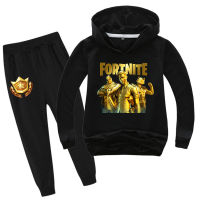 Fortnites 2ชิ้นชุดฤดูใบไม้ผลิฤดูใบไม้ร่วงเสื้อยืดกางเกงเด็กเกาหลีเสื้อผ้าเด็กเสื้อกันหนาวหมวก Jogger สำหรับหนุ่มๆสาวๆแขนยาวผ้าฝ้าย + โพลีเอสเตอร์