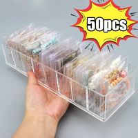 50Pcs Bag with Box PVC Jewelry Packaging Bags Transparent Anti-Oxidation Desktop Drawer Pouches Earring Storage Self Sealing Bag