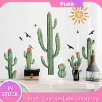 PUDE ถอดออกได้ สติ๊กเกอร์ติดผนัง Boho Cactus ทรอปิคอล cacti ต้นไม้สีเขียว สติ๊กเกอร์ศิลปะผนัง ห้องนั่งเล่นในห้องนั่งเล่น