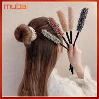 MUBAI คริสตัล เครื่องมือจัดแต่งทรงผม อุปกรณ์เสริม Headwear มายากล Donut Bun Maker Quick Bun Curler Rhinestone Lazy Hairpin ที่คาดผม