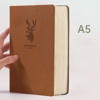Super Thick! 416 Pages Leather Deer Notebook A5 Daily Notebook Business Office Daily Work Notepad for 1-2 Years Writing As Gift
