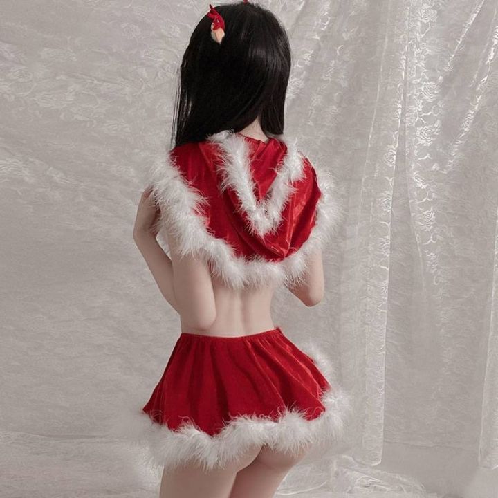 women-sexy-lingerie-velvet-three-point-shawl-christmas-costume-cosplay-sweet-plush-uniform-temptation-suit-s-l