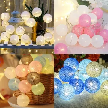 20 LED Cotton Balls String Lights Battery or USB Powered Fairy