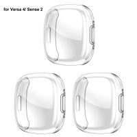 3 Pack Screen Protector Case เข้ากันได้กับ Fitbit Sense 2 /Fitbit Versa 4, Soft TPU Plated Bumper Full Cover เคสป้องกันสำหรับ Fitbit Sense 2 /Fitbit Versa 4 Smartwatch