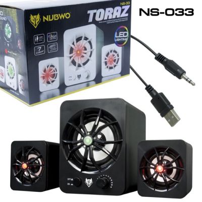 Nubwo NS-33 Toraz ลำโพงมีชับ มีไฟ7สี 2.1 Led Lighting Speaker USB ขาว/ดำ