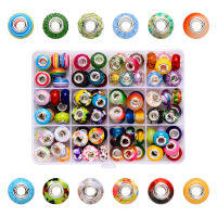 96pcsbox Acrylic European Beads Large Hole Beads with ss Double Cores Rone Mixed Color