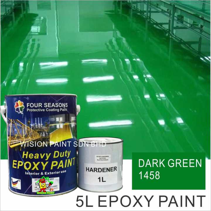 5Litre ( DARK GREEN 1458) Paint Epoxy Floor Paint Coating ( FOUR ...