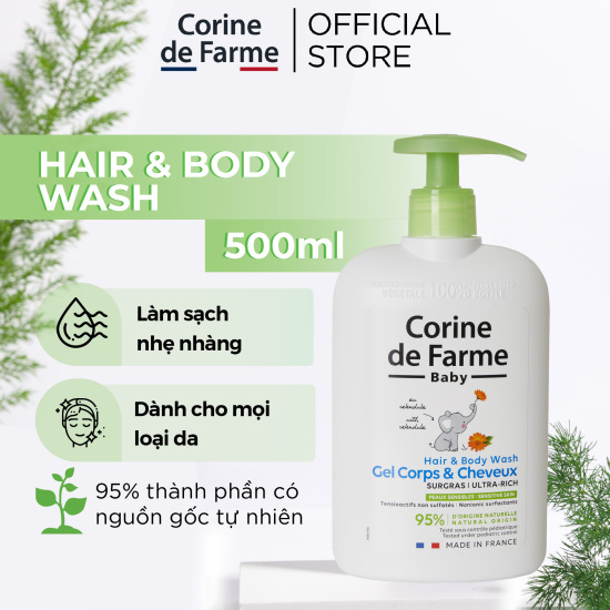 Gel gội và tắm cho bé corine de farme hair & body wash 500ml - ảnh sản phẩm 2