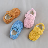 Kids House Shoes Children Slippers Heel-wrapped Warm Winter Boys Cotton Shoes Girls Floor Shoes Anti-slippery Fluffy Fur Home