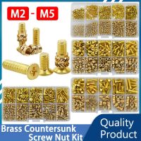 ✚❡✴ Metric Threaded Insert Brass Nuts Bolts Set M2 M2.5 M3 M4 M5 Countersunk Head Screw Hot Melt Heating Knurled Injection Nut Kits