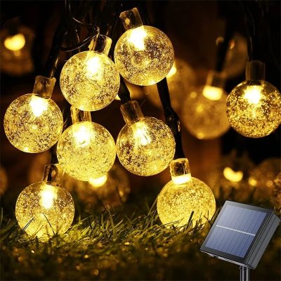 Waterproof Solar Led Light Outdoor Crystal Ball String Lights 5M7M12M LED Solar Lamp for Garden Decoration Christmas Garland