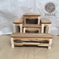 PHRAE WOOD  (ตัวลูก)โต๊ะหมู่บูชา ไม้สักแท้ หมู่ 5 หน้า 5 กว้าง 46 ซม. ยาว 85 ซม. สูง 40 ซม. ไม้สักธรรมชาติไม่ได้ทำสี