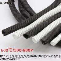 ☃﹊ 1/5M ID 1mm 40 mm Braided Fiberglass Sleeve 600 Deg.C High Temperature Chemical Glass Fiber Tube Fiberglass Sleeving