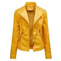 ✇ Womens Biker Jacket 2023 New Faux Leather Fashion Motorcycle Coat Female