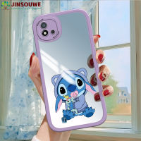 Jinsouwe เคสมือถือสำหรับ C20A Realme Realmec20a เคส Realmc20a สำหรับเด็กผู้หญิงลายการ์ตูนปักที่คลุมเต็มปกหนังเคสกระจก