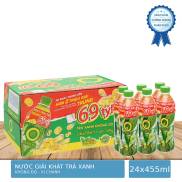 Thùng 24 Chai Trà Xanh Không Độ Hương Chanh 455ml Chai