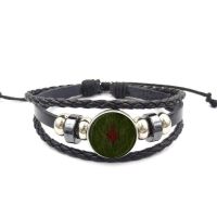 EJ Glaze Viking Peace Rune For Women Jewellery Black Leather Bracelet Bangle Cartoon Jewelry