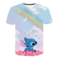 2023 Girls Boys New Stitch T-Shirts Summer Short Sleeve Kids Printing Cartoon T Shirts 1-14 Years Old Casual Tops Tees Costumes