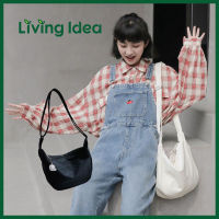 Living Idea ★ กระเป๋าสะพายไหล่ลําลอง ทรงเมสเซนเจอร์ เข้ากับทุกการแต่งกาย สีพื้น แบบเรียบง่าย