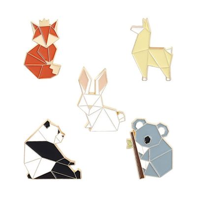 5 PCS Animal Enamel Pins Set Cartoon Fox Panda Koala Alpaca Rabbit Lapel Pin Brooches Badges for Backpacks Jackets