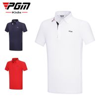 PGM Boys Golf Short Sleeved T-shirt Summer Childrens Sportswear Shirts Wear for Kids YF600