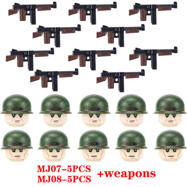 New WW2 US Airborne Division 101st Soldier Figures Weapons Military WW2 Soldier Army Helmet s Parts Mini Building Blocks Toys