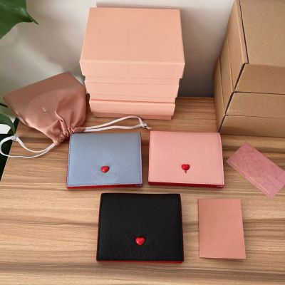 Heart Ladies Peach Heart Envelope Wallet Short Female Card Bag Large Capacity Multi-Card Cowhide Wallet Thin Fashion Women