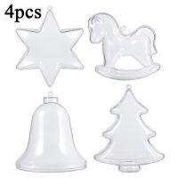 4pcs Christmas Tree Decorations For Home Decor Transparent Hanging Ball Xmas Tree Hanging Decor Clear Plastic Bell Ornament Gift