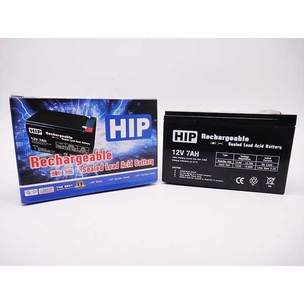 แบตเตอรี่แห้ง-แบตเตอรี่คีการ์ด-แบตเตอรี่hip-แบตเตอรี่สำรอง-rechargeable-sealed-lead-acid-battery-ยี่ห้อเฮชไอพี-hip-รุ่น-12v-7ah-ของแท้-real-product