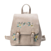 Fashion Women Backpack Leather Ethnic Style Flowers Embroidery Ladies Girls School Bag Big Capacity For Travel Shopping New