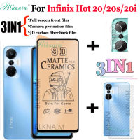 BLKNAIM (3 In 1) สำหรับ Infinix HOT 20i 20S 20 Matte Ceramic ฟิล์มป้องกันหน้าจอ + ฟิล์มกล้องด้านหลัง + 3D คาร์บอนไฟเบอร์ฟิล์มด้านหลัง