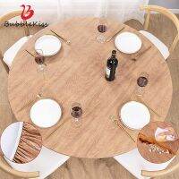 Morris8 Bubble Kiss Vinyl Fitted Round Tablecloth Wood Color PVC Waterproof Oil-proof Nordic Plastic Picnic Cloth