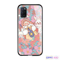 Casing Ponsel พร้อมสำหรับ OPPO A92 A52 2020/A16E/Realme Narzo 50ดอกไม้สุดหรูสาวกันกระแทกกระจกเทมเปอร์ฝาหลังใหม่