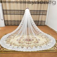 Real Photo 3m One Layer Wedding Veil With Comb White Lace Edge Bridal Veils Ivory Cathedral Wedding Veil 5m Hair Accessories