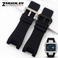 waterproof band 32*17mm black rubber watch strap with stainless steel buckle watchband men Dedicated fit DZ1215 1216 Bracelet