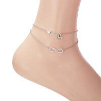 【 Cw】ฤดูร้อนใหม่ A-Z ตัวอักษรเริ่มต้น Anklets สำหรับผู้หญิงสีเงินหัวใจกำไลข้อเท้าสร้อยข้อมือขาโซ่แฟชั่นบีชปาร์ตี้เท้า Jewelryhot