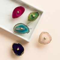 ✥✿ Nordic Style Luxurious Natural Agate Irregular Crystal Cabinet Knob Drawer wardrobe Pull Furniture Handles Brass handle