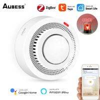 Aubess เครื่องตรวจจับควันไร้สาย Tuya Zigbee 4ชิ้นเซนเซอร์ตรวจจับควันและแสงไฟเสียงโปรเกรสซีฟสัญญาณเตือนภัยอัจฉริยะไร้สายทำงานร่วมกับฮับ Zigbee Tuya