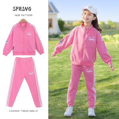[COD] Girls sports suit spring and autumn 2022 new middle big boys girls net red sweater childrens fashionable two-piece