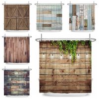 【LZ】 Country Style Wooden Planks Shower Curtain Art Pattern Bathtub Bathroom Curtain Waterproof 180x180cm Bathroom Curtain With Hooks