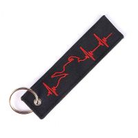 Fashion Biker Heartbeat Keychain for Motorcycles and Cars OEM Key Chains Embroidery Key Fobs Jewelry Fashionable Chain Wholesale Key Chains