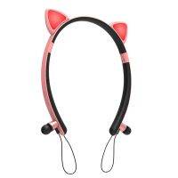 Head-Mounted Cat Ear Bluetooth Headset, LED Light Luminous Cartoon Magnetic Inhalation Ear Bluetooth Headset