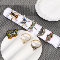 Wedding Simple Napkin Buckle Napkin Decoration Colorful Enamel Napkin Ring Butterfly Napkin Ring Bee Napkin Ring