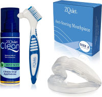 ZQuiet Anti-Snoring Solution: Comfort Size # 2 Mouthpiece (Clear) + Cleaner + Appliance Brush