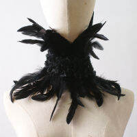 ? Dark Goth Shoulder Knot Feather Cloak Party Decorative Fake Collar Show Performance Lace Bar Nightclub Necklace