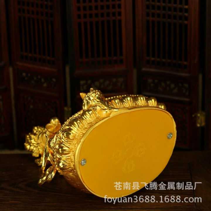 high-quality-อุปกรณ์ชาวพุทธเลียนแบบที่โล่งแจ้งผลิตจากอัลลอยชุบทองทองทิเบตรูปพระพุทธรูป-หินลึกสีเหลืองความสูง15ซม-พระพุทธรูปทิเบต